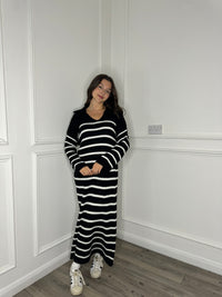 Alya Stripe Dress - Black