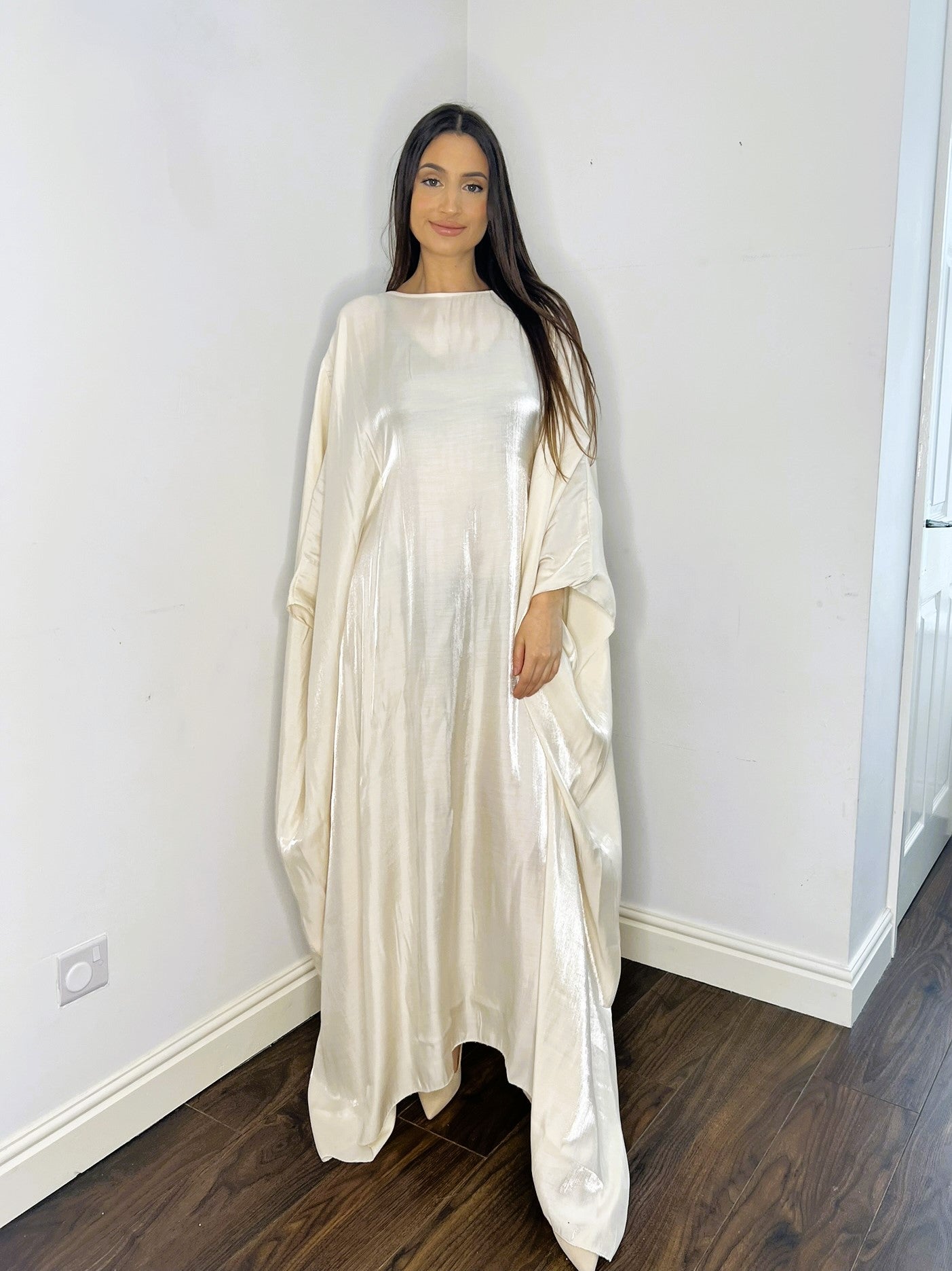 cream kaftan dress Skall Studio Seville Kaftan Cream Floral Printed Oversized Maxi Dress XS S 34/36