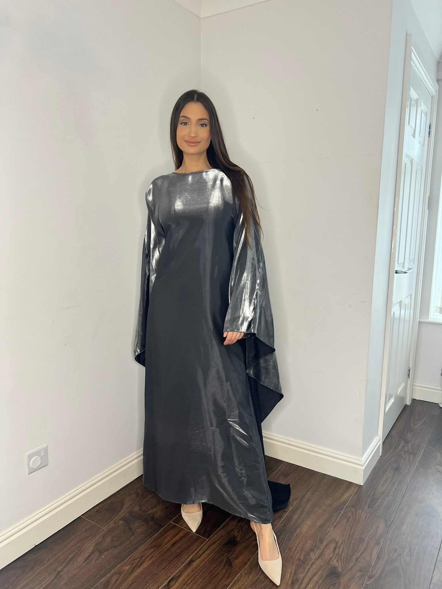 Mina Cape Dress- Grey Mina Cape Dress- Grey
