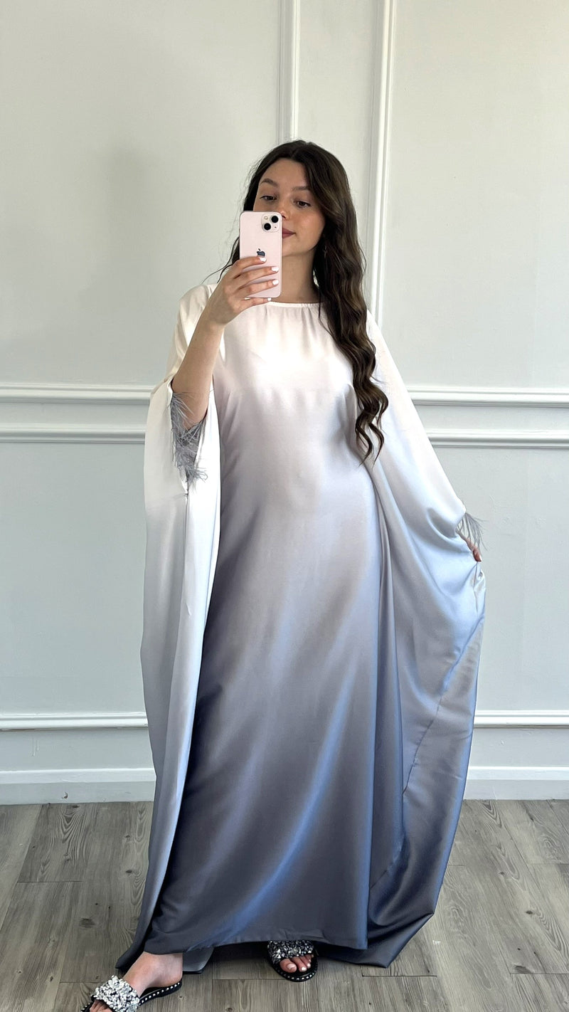 Ombre Kaftan Dress - Light Grey