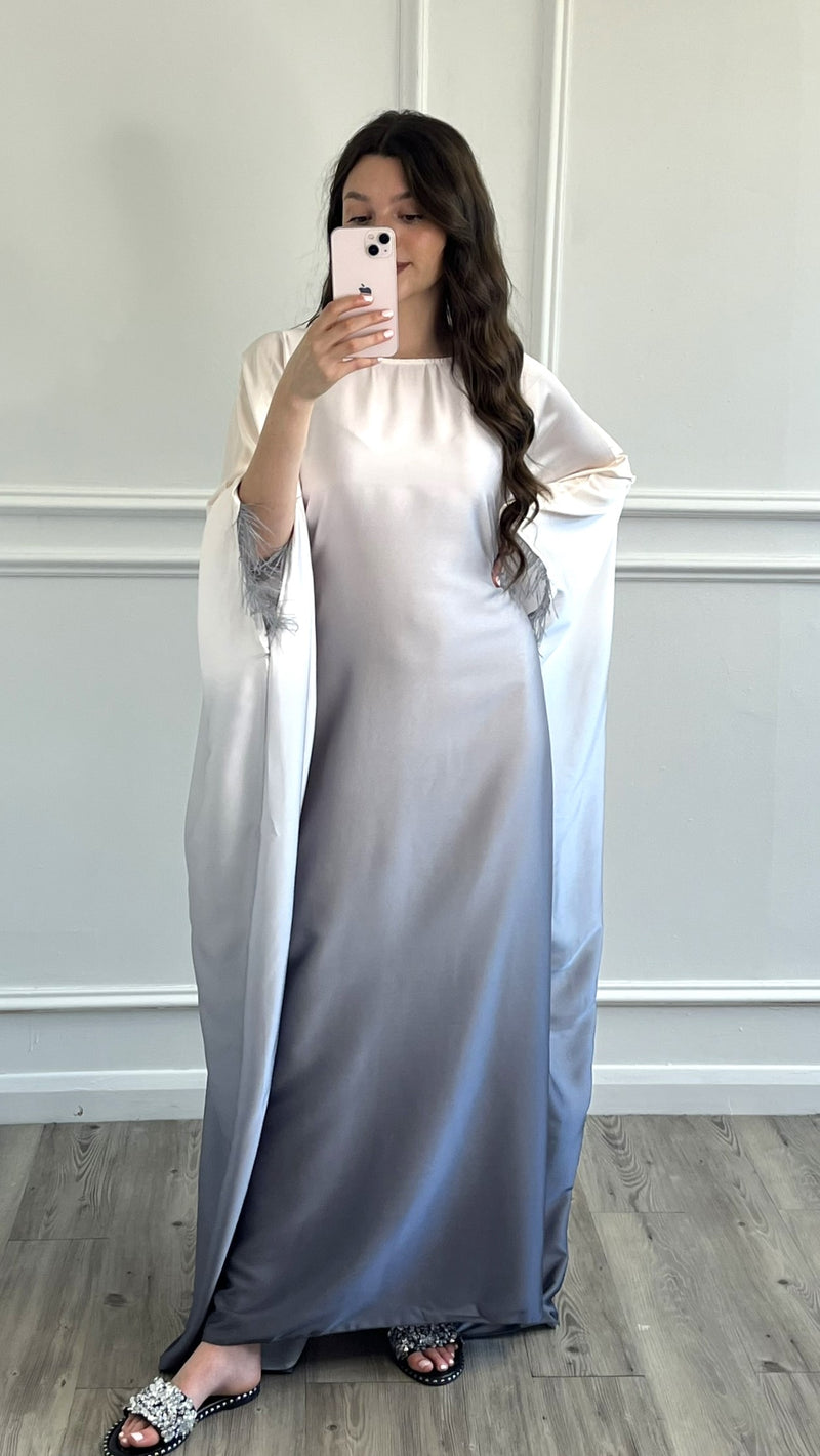 Ombre Kaftan Dress - Light Grey