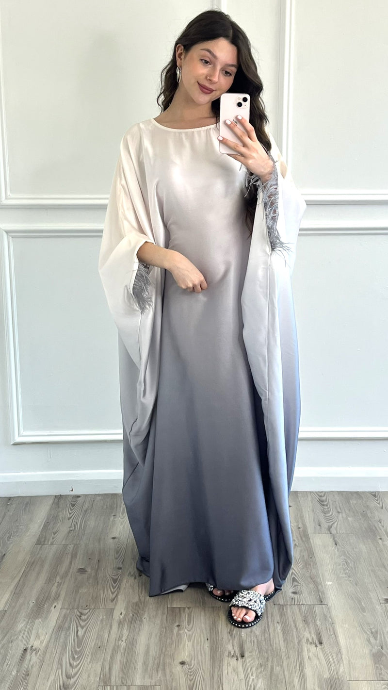 Ombre Kaftan Dress - Light Grey