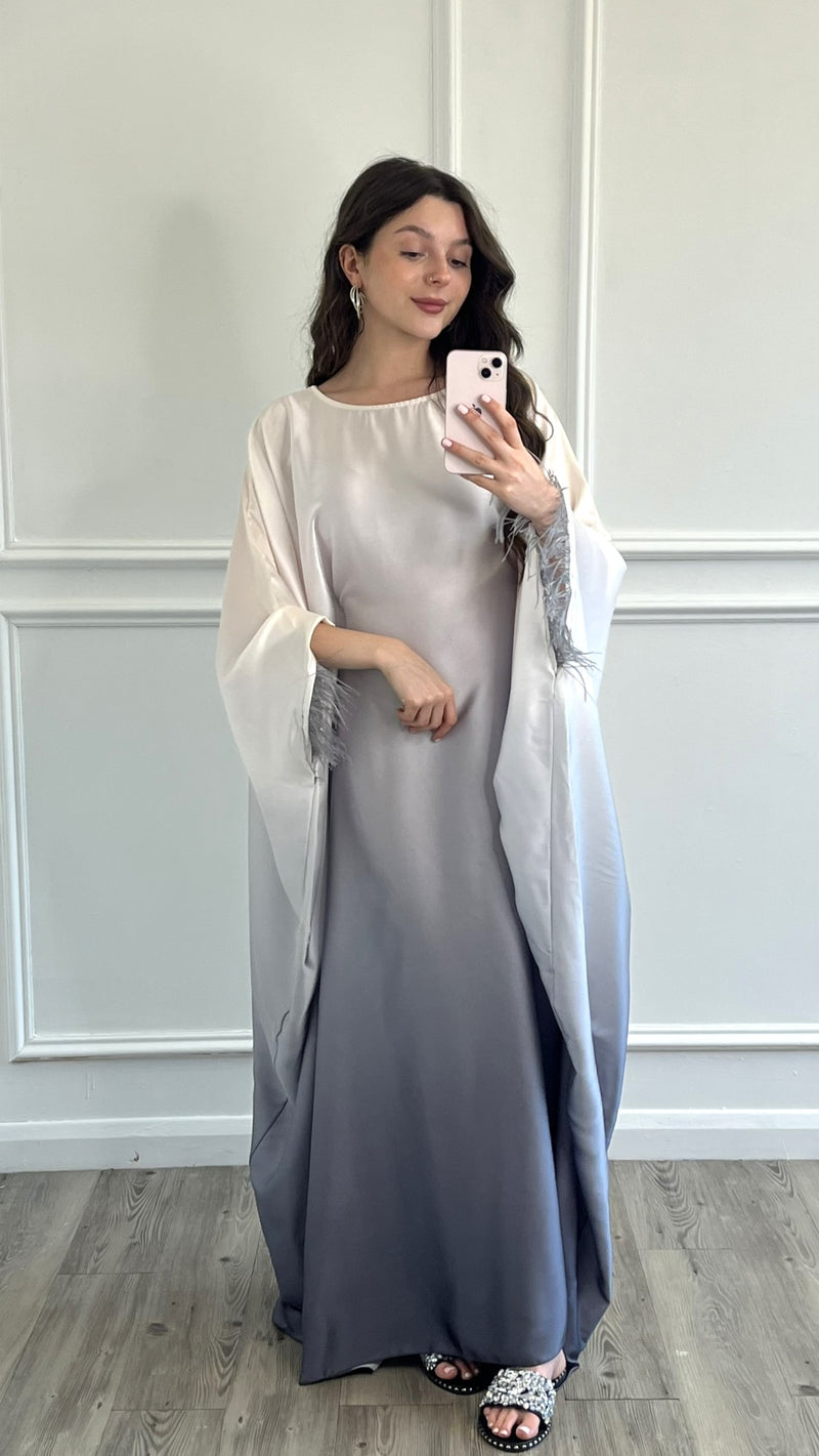 Ombre Kaftan Dress - Light Grey