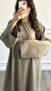 Linen Effect Abaya - Taupe