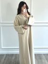 Linen Effect Abaya - Cream