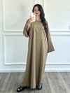 Linen Effect Abaya - Camel