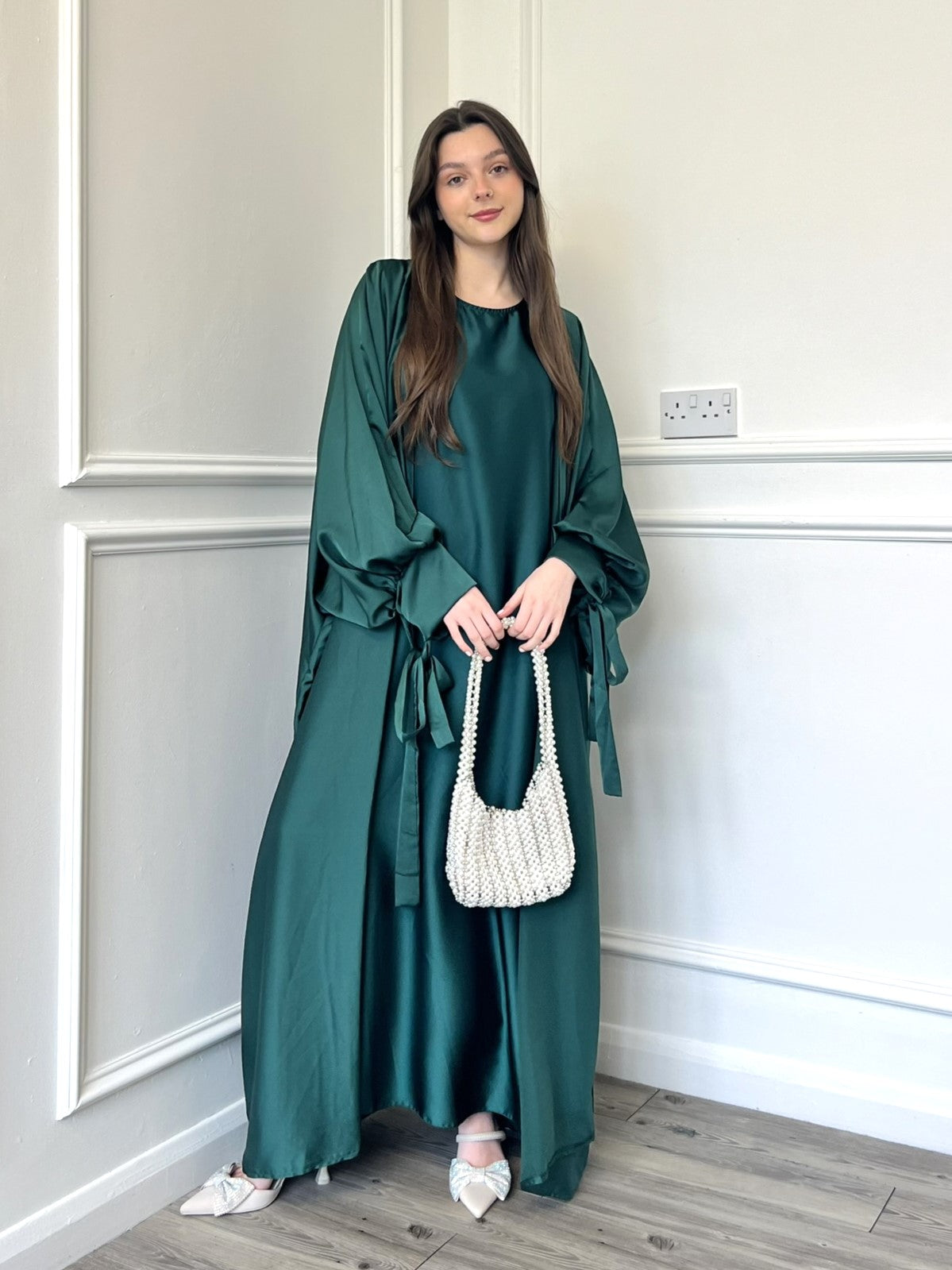 Satin Abaya - Emerald