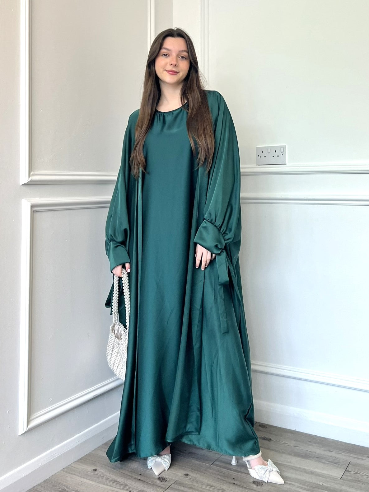 Satin Abaya - Emerald