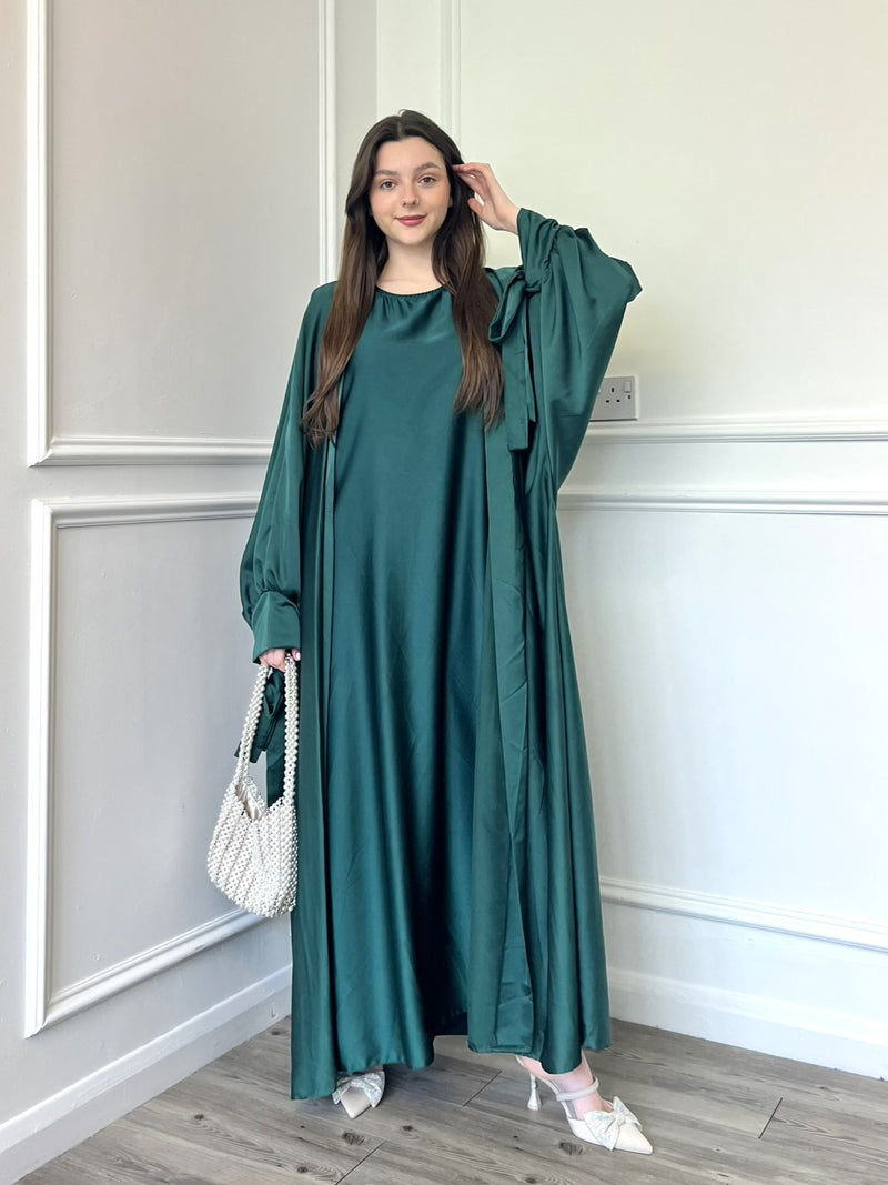 Satin Abaya - Emerald