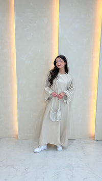 Sparkle Closed Abaya - Beige