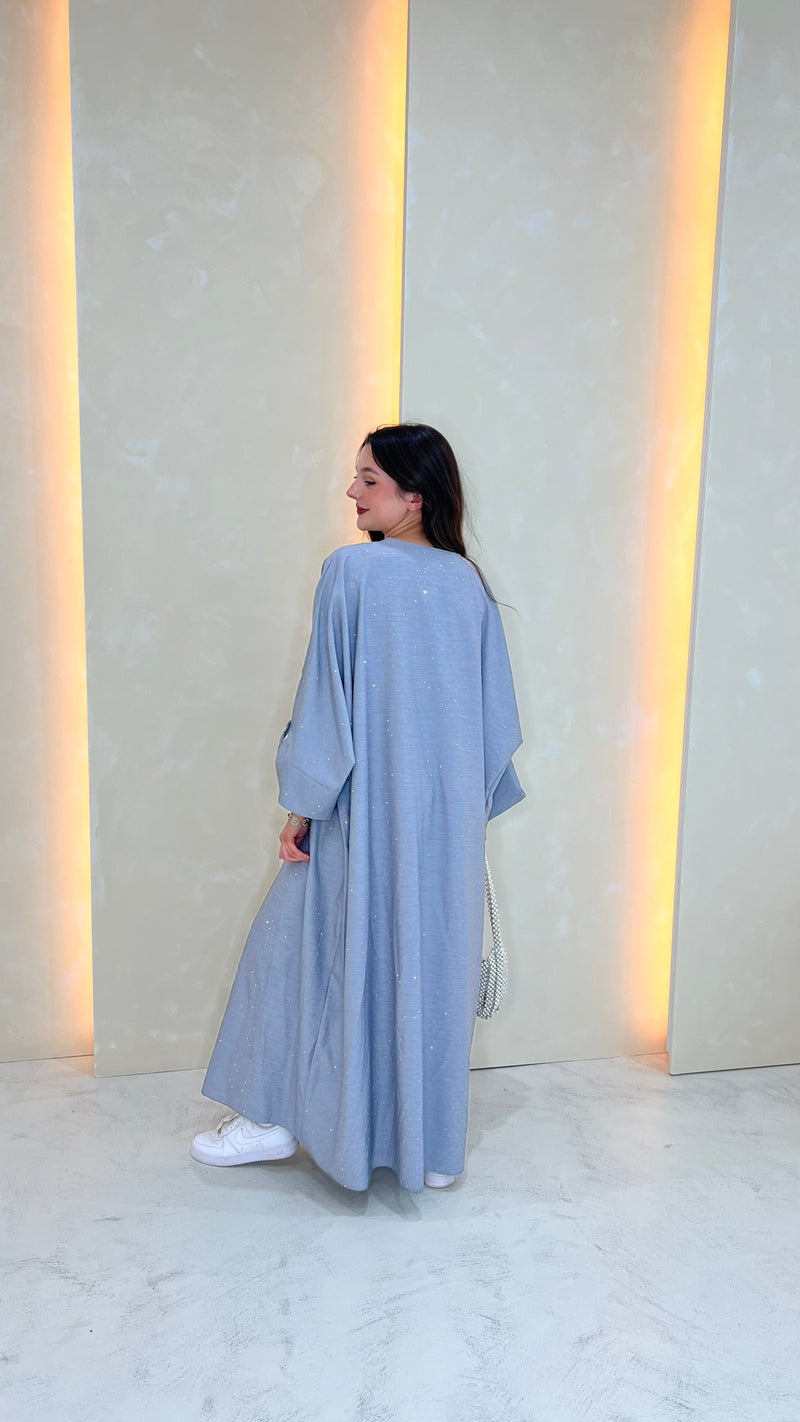 Sparkle Closed Abaya - Denim Blue