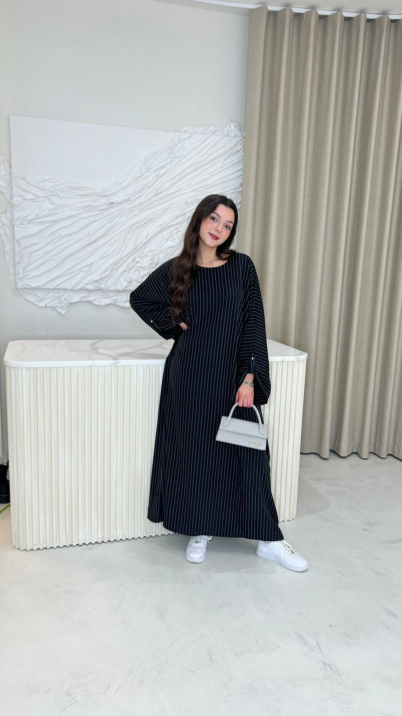 Amira Abaya - Black/White Stripe