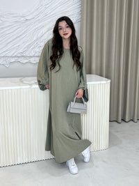 Amira Abaya - Olive/White Stripe