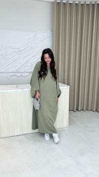 Amira Abaya - Olive/White Stripe