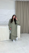 Amira Abaya - Olive/White Stripe