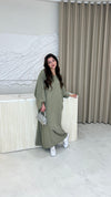 Amira Abaya - Olive/White Stripe