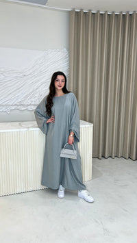 Amira Abaya - Grey/White Stripe