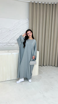 Amira Abaya - Grey/White Stripe