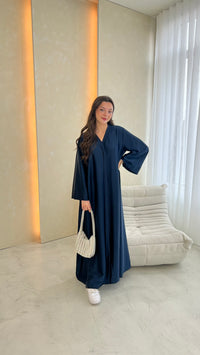 Heavy Satin Abaya - Navy