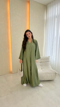 Heavy Satin Abaya - Khaki Green