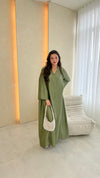 Heavy Satin Abaya - Khaki Green