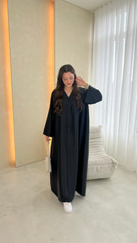 Heavy Satin Abaya - Black