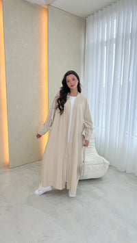 Sparkle Open Abaya - Beige