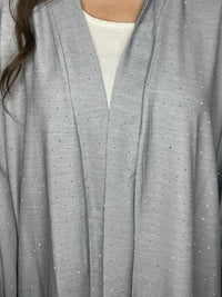 Sparkle Open Abaya - Grey