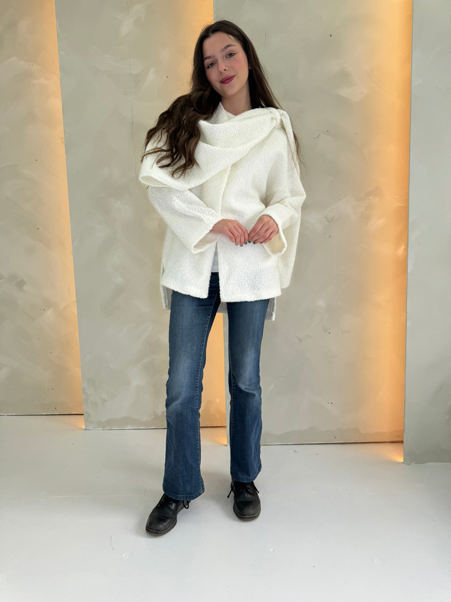 Alya Scarf Coat - Cream