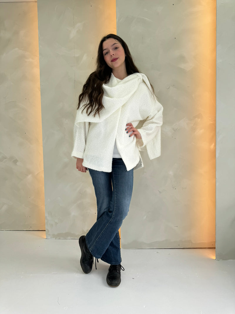 Alya Scarf Coat - Cream