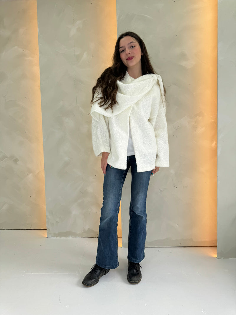 Alya Scarf Coat - Cream