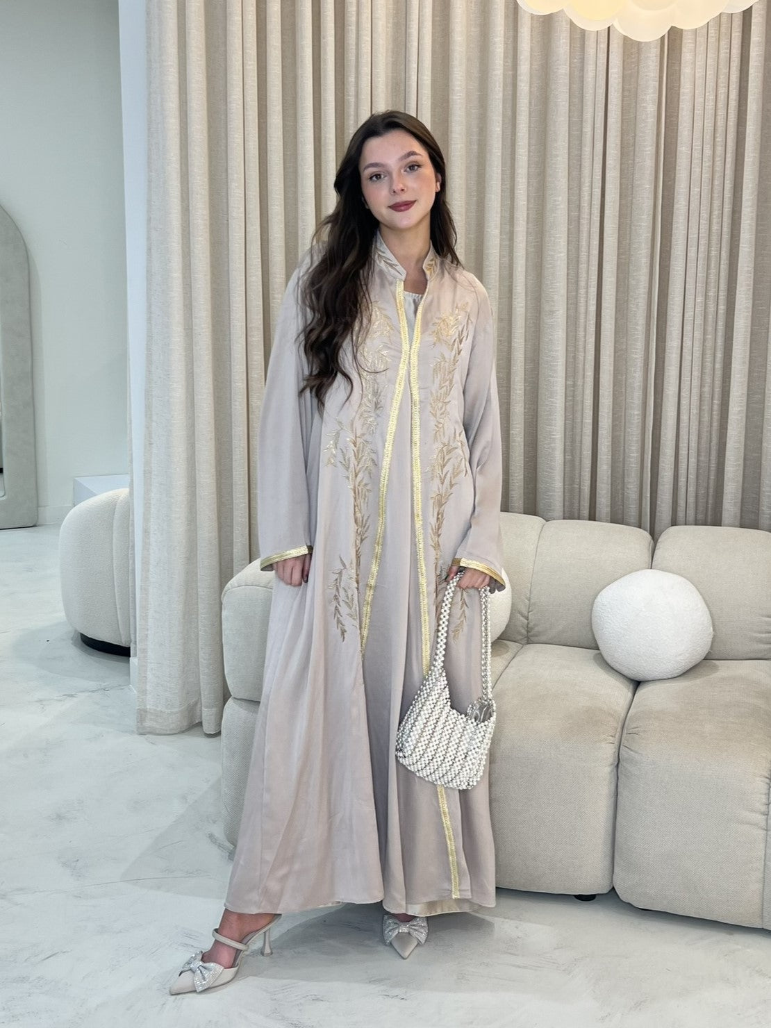 Maham Abaya - Beige/Gold