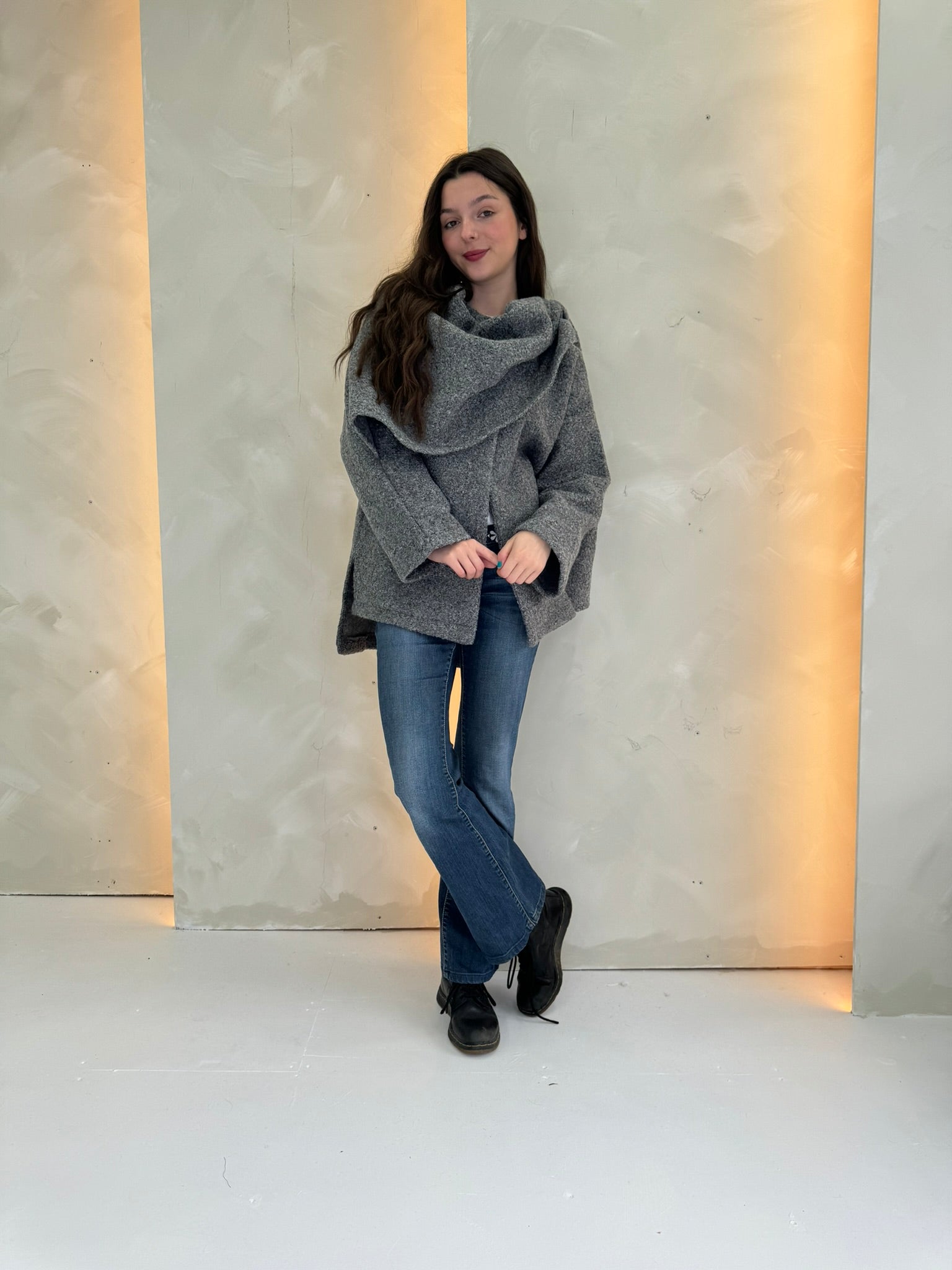 Alya Scarf Coat - Grey