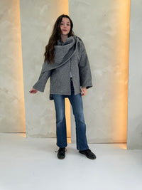 Alya Scarf Coat - Grey