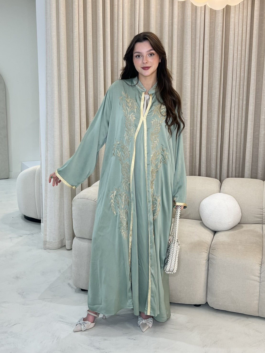 Maham Abaya - Sage Green/Gold Maham Abaya - Sage Green/Gold