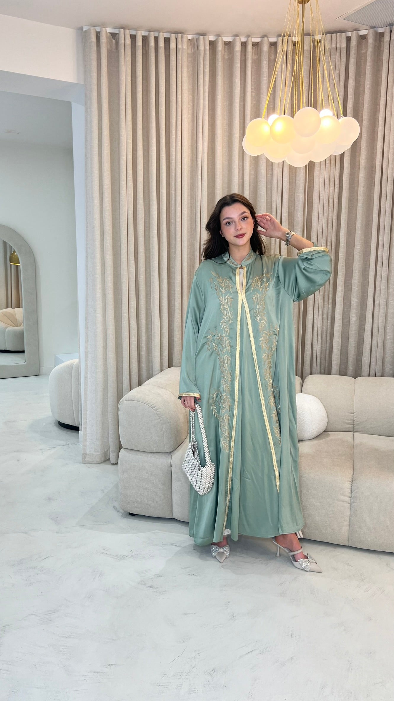 Maham Abaya - Sage Green/Gold