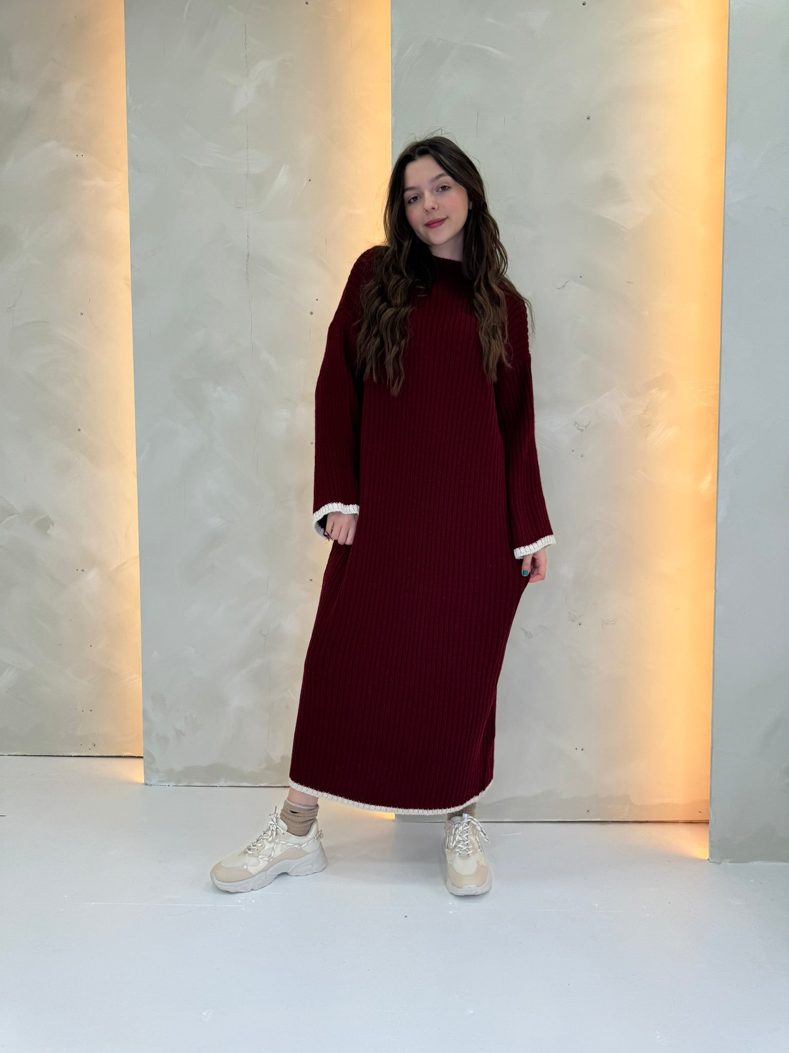 burgundy jumper dress Missyempire bardot knitted bodycon mini jumper dress in burgundy
