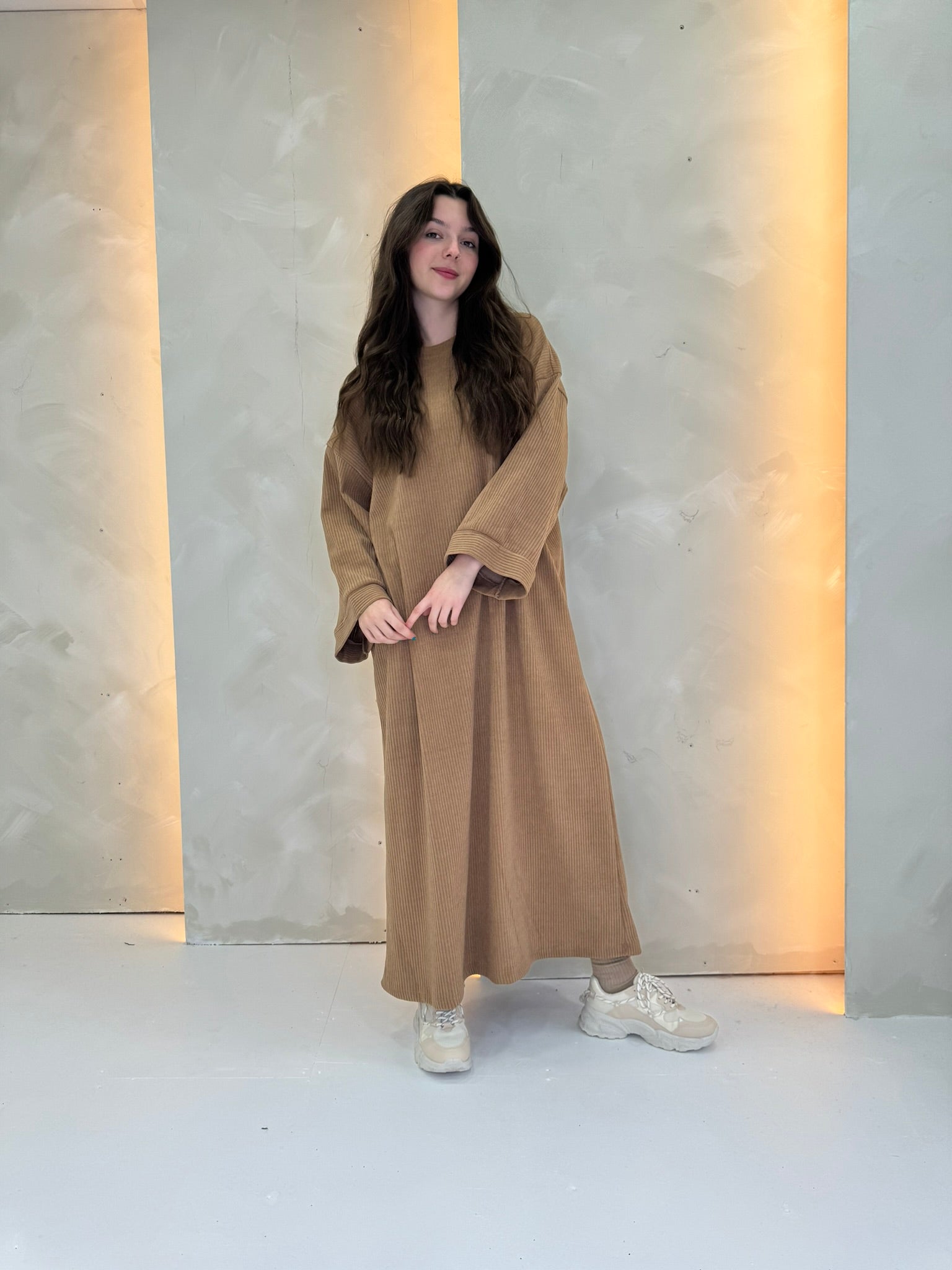 Women's Maxi Beige Jumper Abaya Dress | Modest Clothing Femme Couture Women's Maxi Beige Jumper Abaya Dress | Modest Clothing Femme Couture