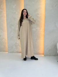 Corduroy Maxi Dress - Beige