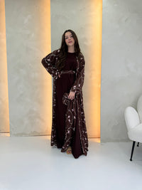 Rosa Chiffon Abaya - Choc Brown