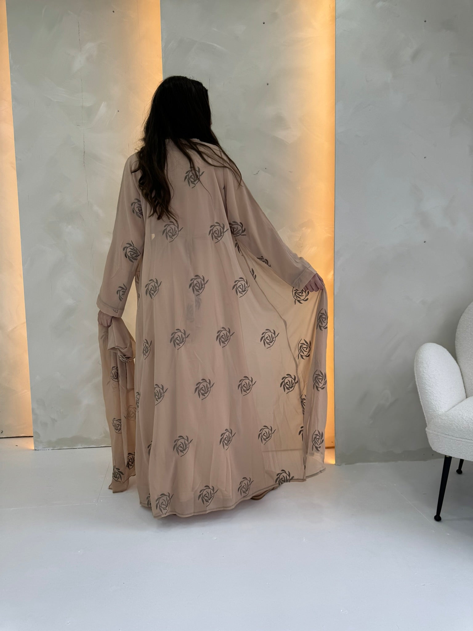 Dalia Chiffon Abaya - Peach