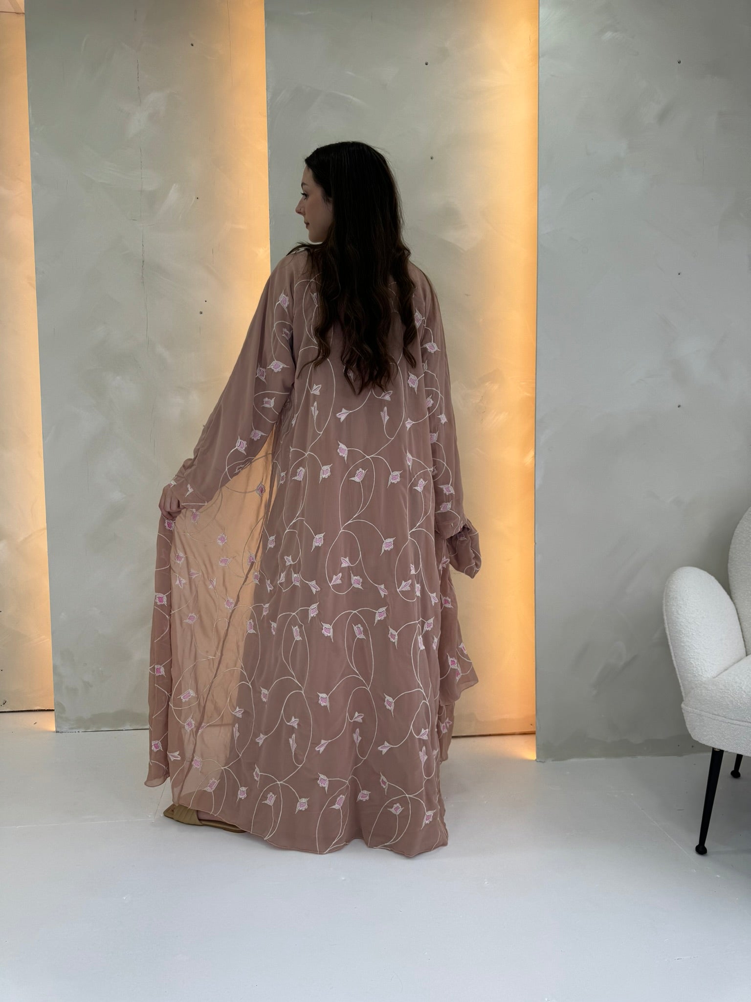 Rosa Chiffon Abaya - Pink