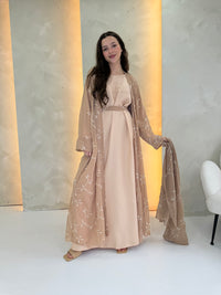 Alora Chiffon Abaya - Beige