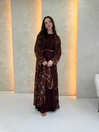 Alora Chiffon Abaya - Chocolate Brown