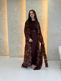 Alora Chiffon Abaya - Chocolate Brown