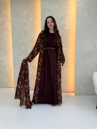 Alora Chiffon Abaya - Chocolate Brown