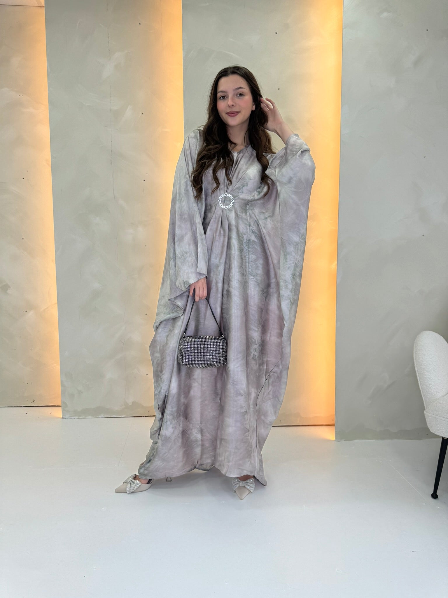 Marble Kaftan - Silver Grey