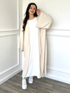 Linen Look Kimono Abaya - Cream