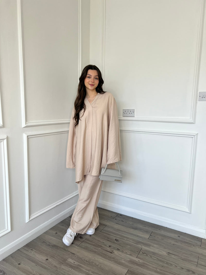 Linen Look Co-Ord - Beige