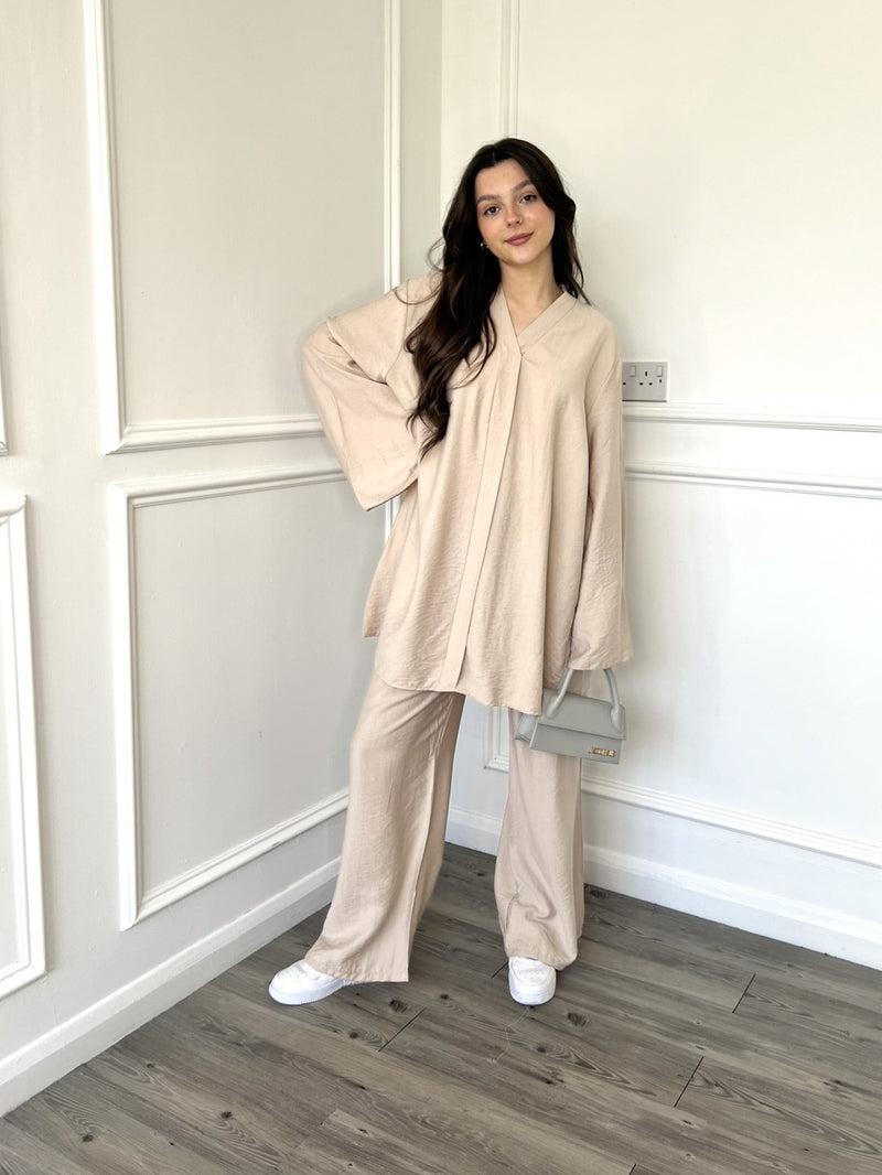 Linen Look Co-Ord - Beige